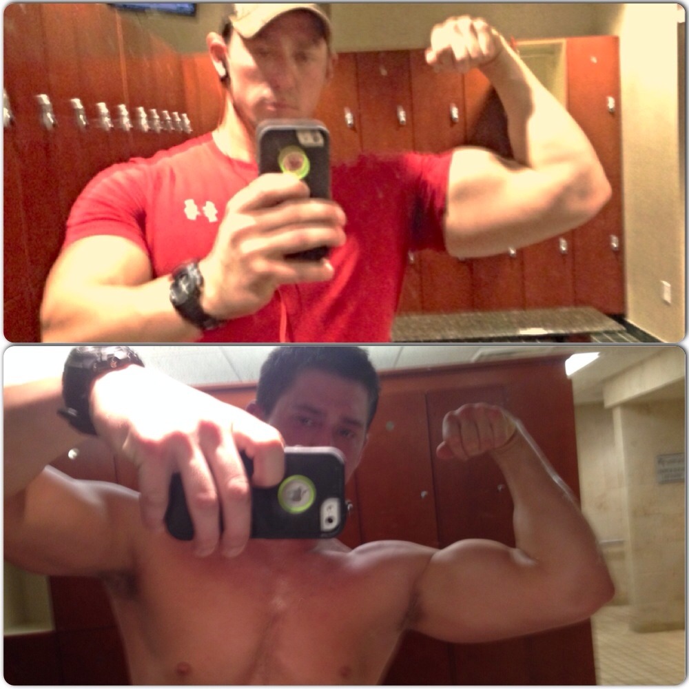 The dif in a tricep pump along with bicep. Top photo is one with tricep pump if u