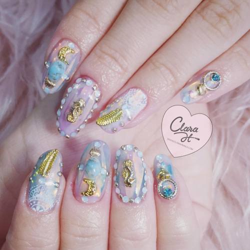 Bohemian X milky opals for @hanako_k_&rsquo;s Hawaiian adventure.  #clarahnails #melbournenailar