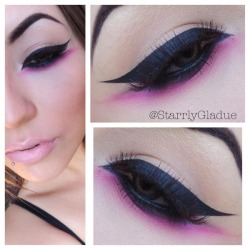 beautylish:  A bold winged eye with a splash of pink by Starrly G.!