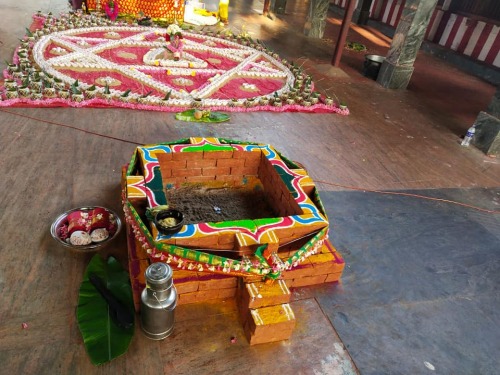 Preparations for a well-designed yagna for worshiping Devi.Tamil Nadu