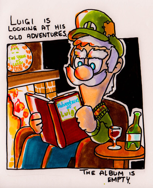 Old Luigi reminiscing about the old adventures he didn’t have