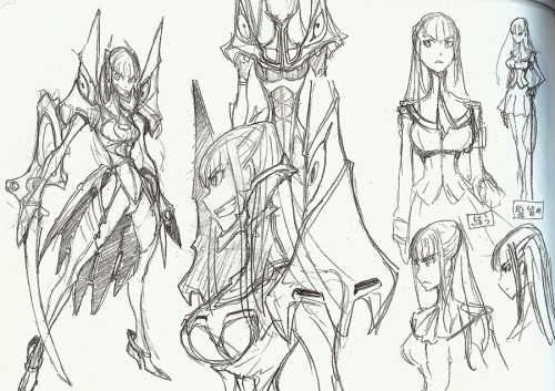 h0saki:Initial designs of Satsuki by Sushio and Shigeto Koyama from The Art of KlK Vol 1. In the sec