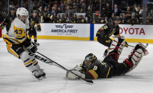 pedalingontheroadoflife: Another solid win as the Vegas Golden Knights defeat the defending champions Pittsburgh Penguins during their game at the T-Mobile Arena. Franchise goalie Vegas Golden Knights Marc-Andre Fleury (29) is back after injury and