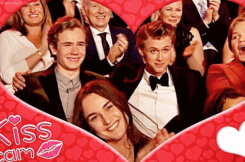 coporolight:Tarjei Sandvik Moe and Henrik Holm on the Kiss Cam at the Gullruten Awards