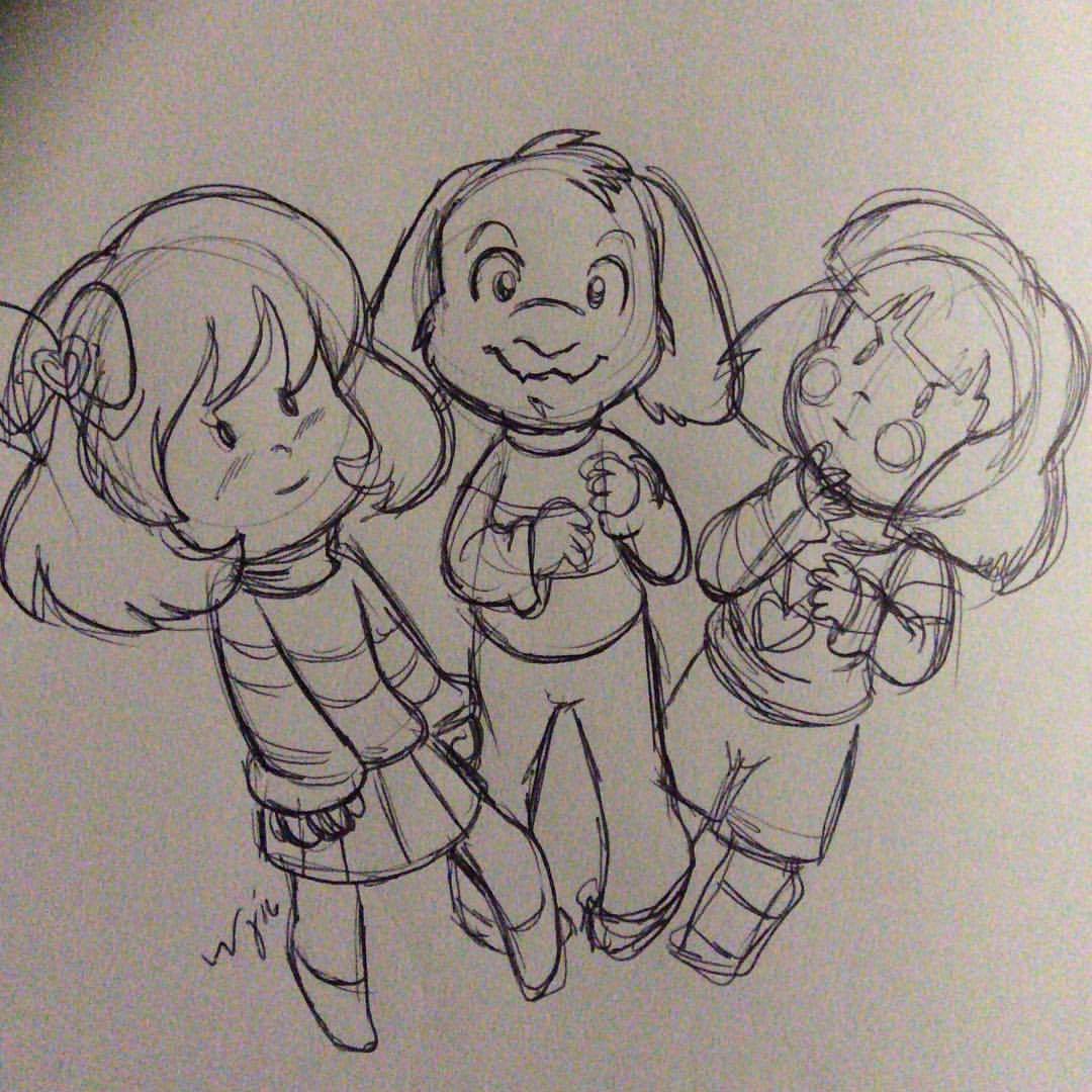 Zorilita Mary Bellamy Cute Trio Chara Frisk Asriel Undertale