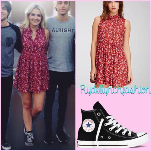 Rydel’s Outfit Worn with a Fan;Floral Print Shirt Dress (Exact) - Price: $15.90Chuck Tayl