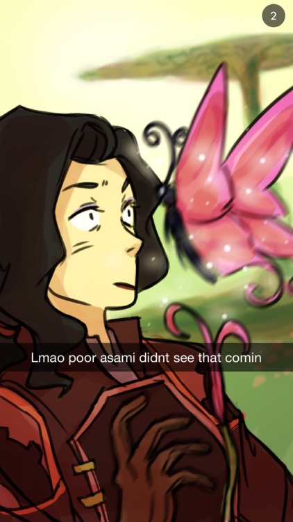 beroberos: I finally finished some korrasami spirit world snapchats, PEACE. [tumblr | society 6]