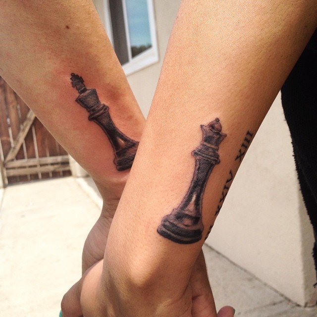 Chess King & Queen Sticker tattoo for couple.