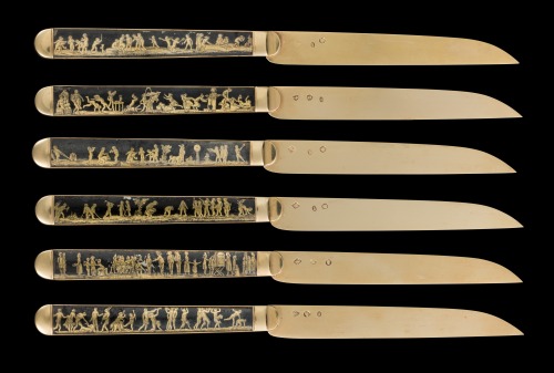  Object of the Week: Set of 24 Gold Dessert Knives with Reverse-Gilded Glass Handles, Pierre Bizos (