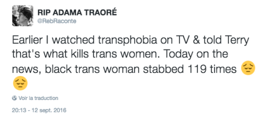 munakwin:nudepumps:sourcedumal:A black trans woman was literally stabbed 119 times just this week but Atlanta was supposed to ‘spark conversation.’ A black trans woman was brutally beaten into brain death by a black man who wanted to prove ‘he