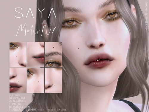 SAYA ~ Moles N1 20 Face Placements 60 Swatches total 3 Opacities for each placement - 100 % / 50 % /