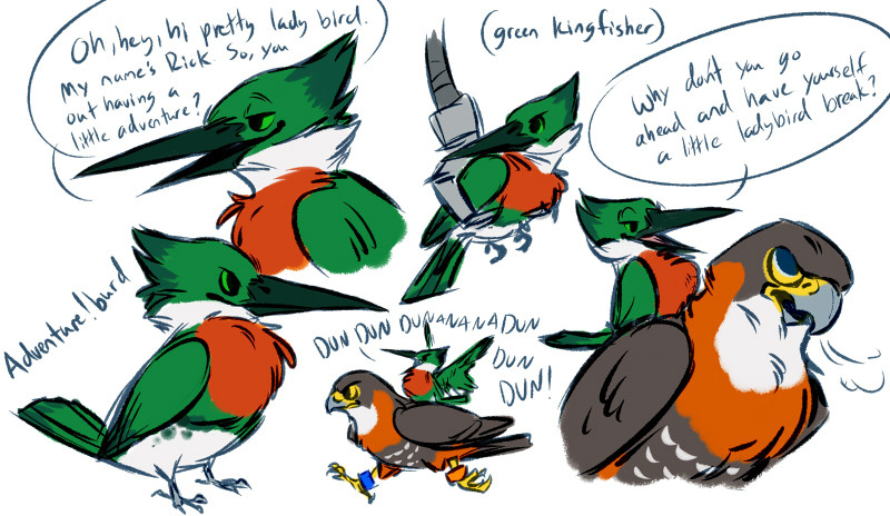 unbadger:  CORE BURDS. at long last. guest-starring orange-breasted falcon!Chell