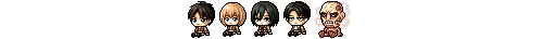 Transparent Eren, Armin, Mikasa, Levi, and the Colossal Titan from the SnK x Maple