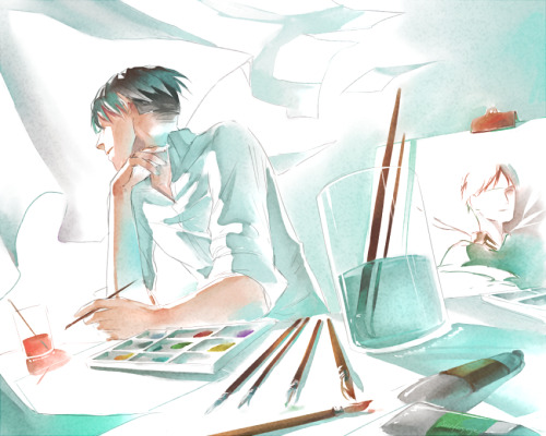 surfacage:  a dream     a dream of you,                    in a world without you. (either a) canon where eren is dead or b) au where levi reincarnates as a painter who tries and tries and tries to find eren but he can’t and he’s so tired and maybe