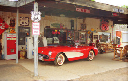 travelroute66:  Corvette Parking, on old Route 66 in Arizona.