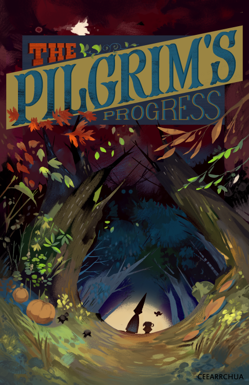 The pilgrim’s progress piece I did is now a poster! Added a few more details, see if you can spot th