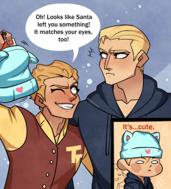 venacoeurva: Some seasonal Seiner as a warm-up Hayner likes to gift him a lot of beanies, but he’s also an absolute menace while doing so (it’s endearing though) -Don’t reupload/edit/use without proper credit, ask first please- 