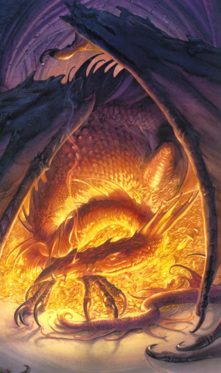 post-facto: Smaug from The Hobbit 1. J.R.R. Tolkien 2. Justin Gerard 3. Alan Lee 4. Donato Giancola 