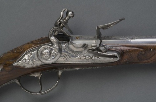 Flinktlock pistol crafted by Daniel Thierrmay of Liege, Belgium, circa 1720.from The Philadelphia Mu