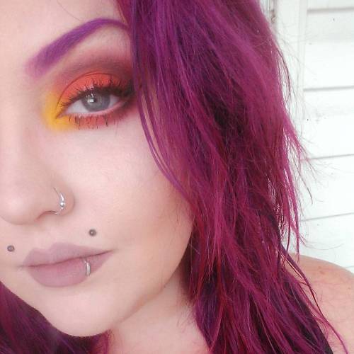 #motd#purplehair#purpleeyebrows#purple#makeup#piercings#nudelip#blueeyes