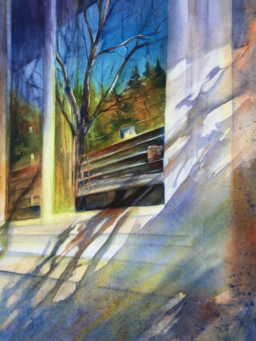 Edna Acri (based San Francisco, CA, USA) - Backyard Reflections  Paintings: Watercolors