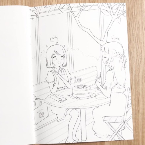 #creamtober2020 day 20: cafe ☕️ This is the last page of my second coloring book! (≧▽≦)Starting tomo