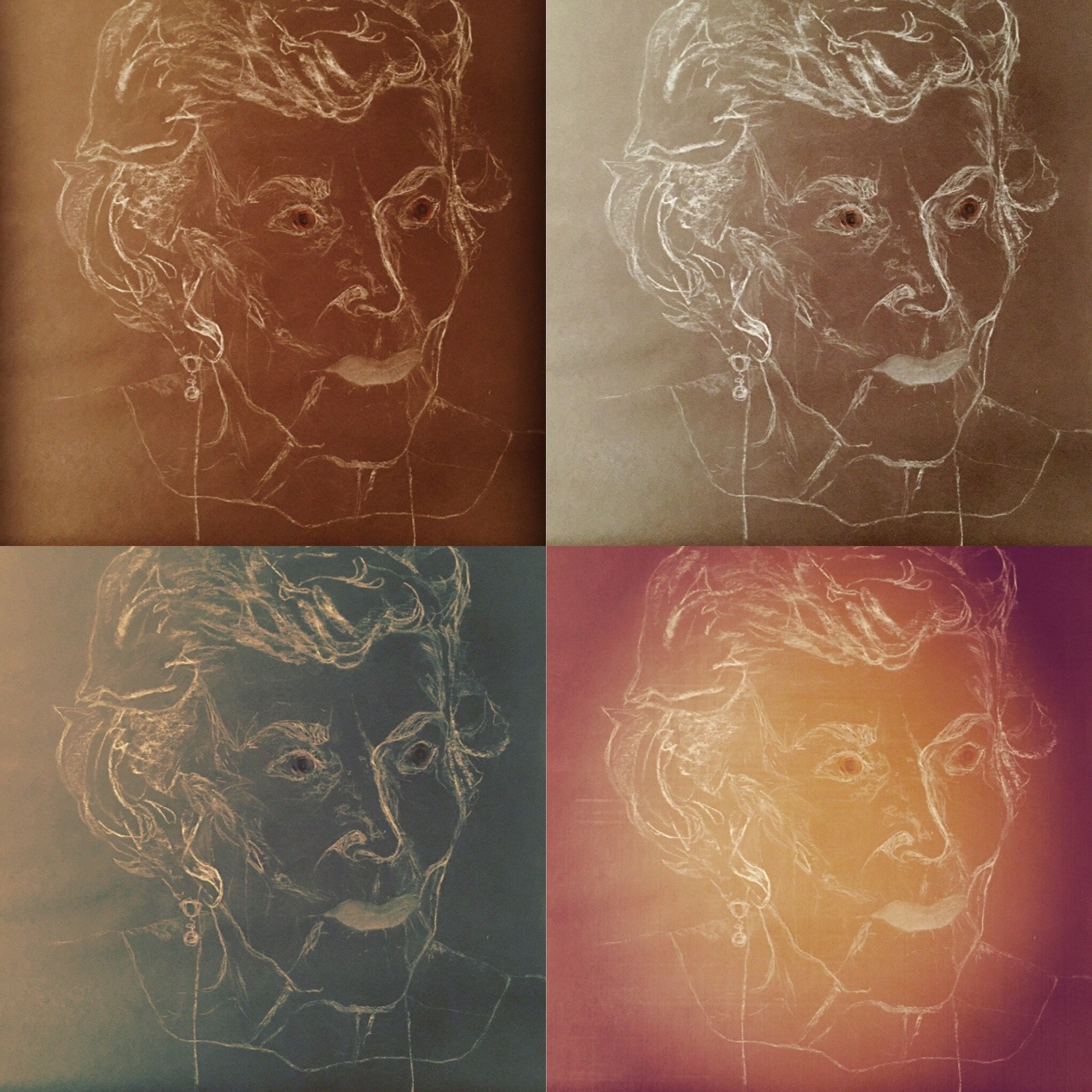 Chalk sketch of a woman I admired so much. My Great Grandmother was as fierce and as beautiful as my old sketch (from about 1996) makes her look. My sisters were so afraid of her. I just dug the shit out of her…right to the time of her death…in her...