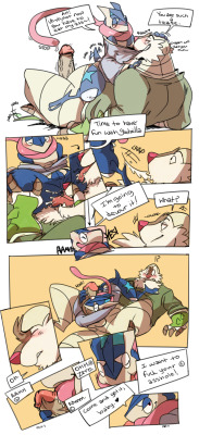 z0mbieb00ty:   beginning -&gt; (1)  Sorry for not being active much on tumblr. Page 4 took me longer and the fact I have no room to add more panels. Enjoy for those are okay with Logan and Zero in pokeform! This comic is almost ending. I can’t wait