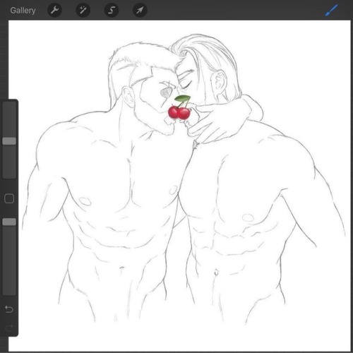 [WIP] T2T action between Thor and Cap. . . . #wip #procreate #bara #gay #adonis #illustration #muscl