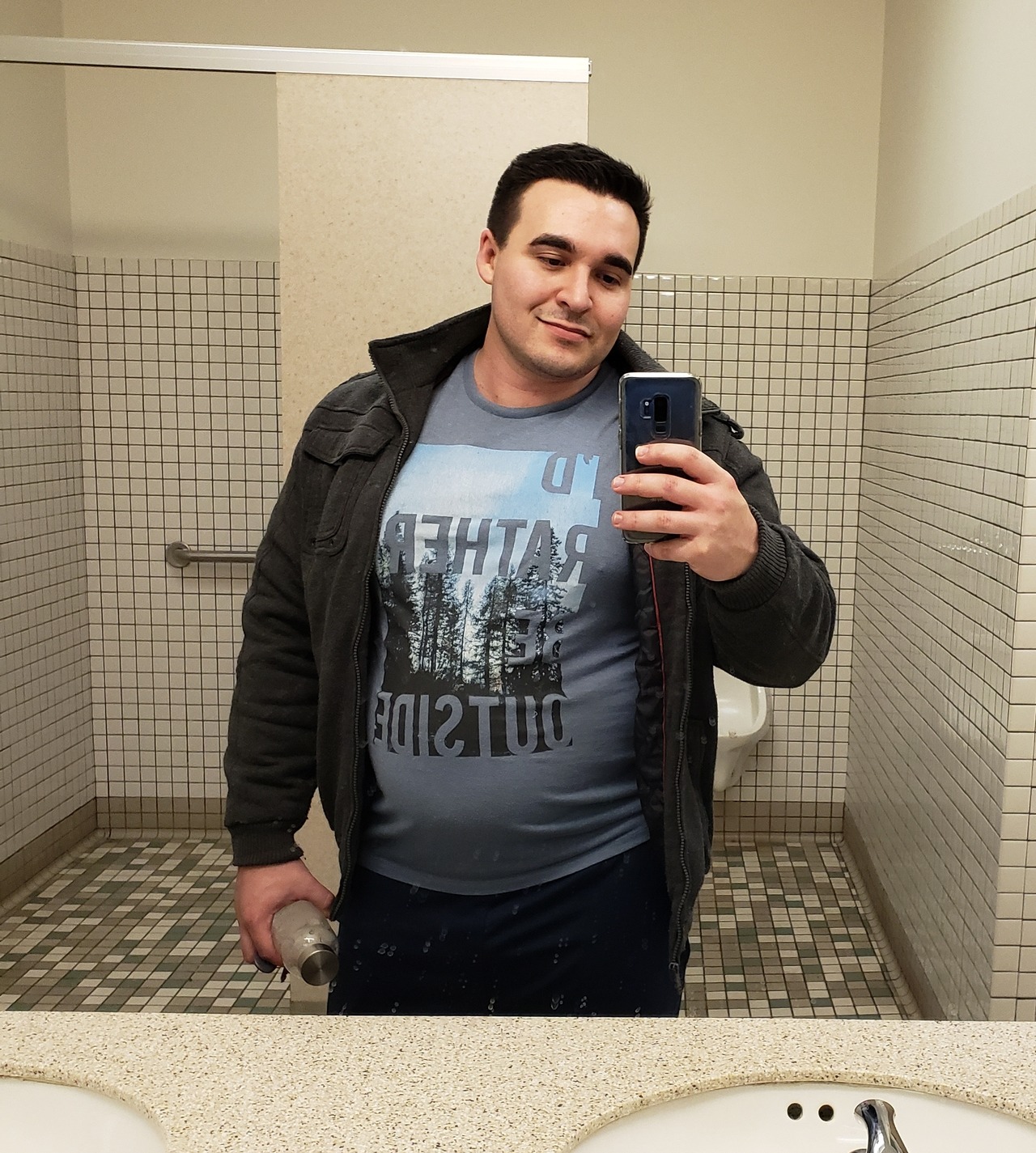 darknessshadowlight:  Gym bathroom selfie, the classiest of basic selfies.  Don&rsquo;t
