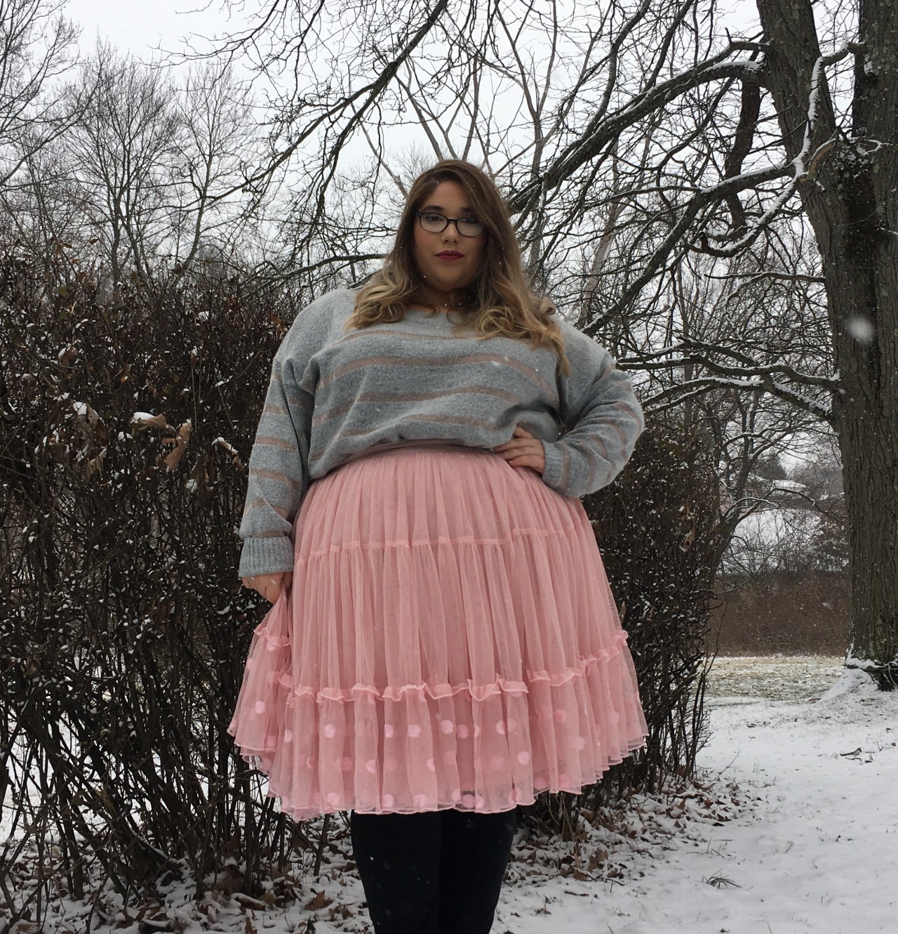lizzies-looks:First outfit of the day of 2017! The sweater and skirt are from Lane