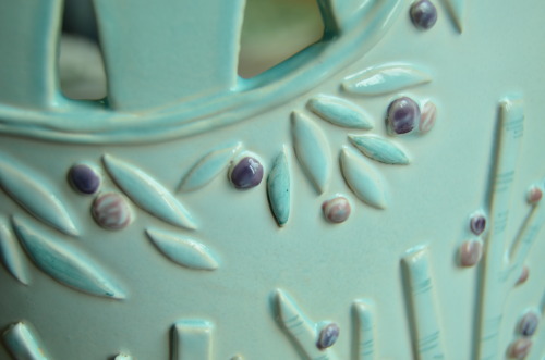 Faience. Ceramic. Decorative composition. “ Stories from the forest  ”.   Some parts.