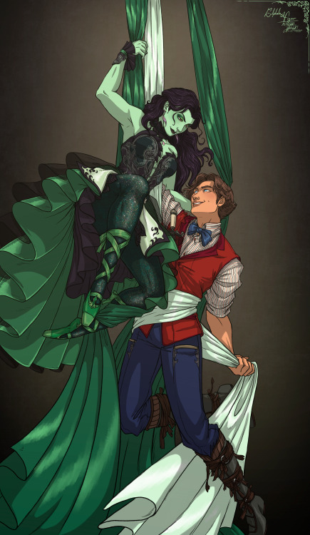 zeninage-art: -Elphaba and Fiyero -Commission Art for Lilli ~ Today I bring a different art of my us