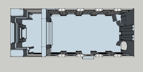 Sketch Up Model I created of the Ballroom at Pinewood Studios