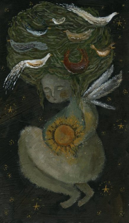 thepocket-mouse: Morning will be here soon (don’t be afraid)Acrylic on cardboard~