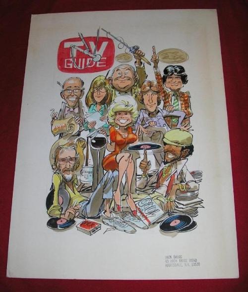 Witness Jack Davis’ art draft for his February 14-20, 1981 WKRP TV Guide cover.  Ink and 