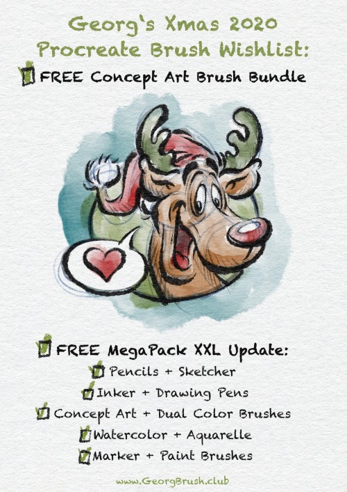 🎄FREE Concept Art Brush Set + FREE Xmas ELDER Brush + FREE Xmas MegaPack XXL Updates for Procreate 5XSeasons greetings! 🎁I just published awesome new Procreate 5X #GeorgBrushes as lovely Christmas gifts for you. 🥳
• FREE Concept Art 25+ Brushes Set
•...