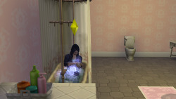 simsgonewrong:  A fully clothed bath… The