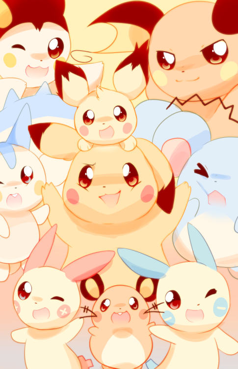 raidraws:pika mascots (and marill!) ★