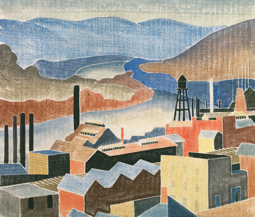 thunderstruck9:  Blanche Lazzell (American, 1878-1956), The Monongahela at Morgantown, 1935. Woodcut