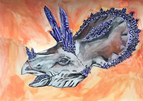 Sold my original #triceratops #geode #painting thanks to @popofcolor_artPrints and other items wil