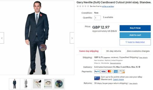 thegametheboysandthearsenal: Apparently you can buy cardboard cutouts of Carraville on ebay [x] (eit
