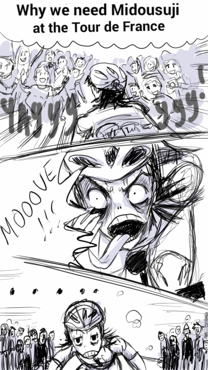 akai-ito-studio:  Seriously put midousuji at the front of the peloton and nobody will fall because of the stupid crowd!! Half assed quality cos i’m sitting on the grass