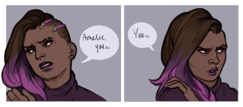 ruushes: 1) i didnt notice thank u so much for showing me 2) spider byte is an adorable ship name id never heard that omg 3) hell yeah hell yeah yell heah he’ll yeah  sombra’s not good with heavy conversations, but she cares 