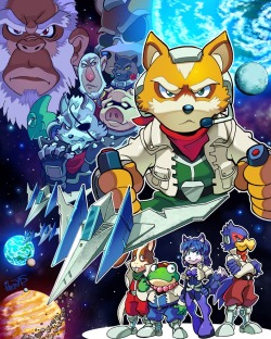 nintendo-plaza:  The Star Fox team deploys for battle. (Art by Matt Herms)