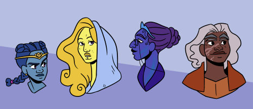 beverlytoegoldv: almondsandsunshine: The Immortal Rocks Sisters [ID: Digital art of busts of the Roc