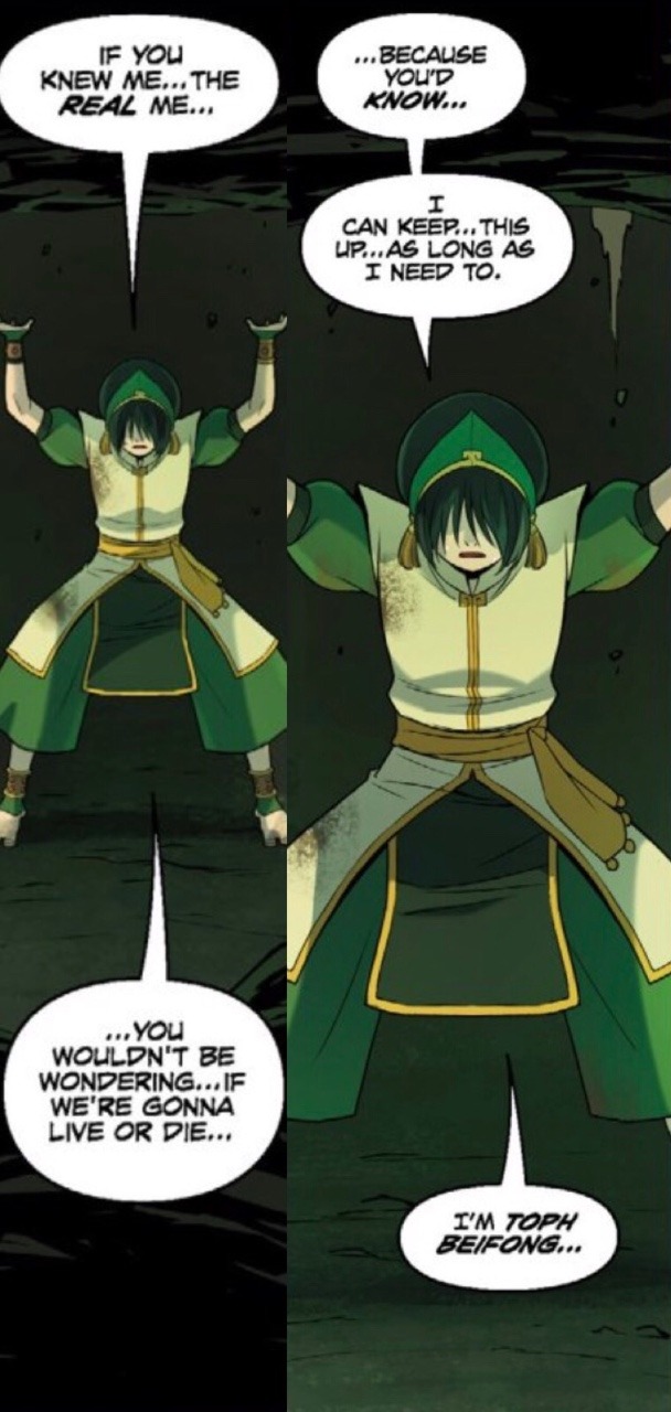 thefingerfuckingfemalefury: asymbina:  unicornships:  Hence why Toph Beifong is my favorite badass character ever. Followed by Zuko of course. 