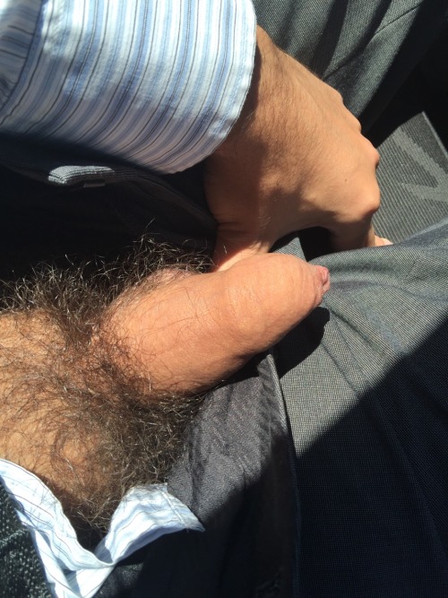 uncutitalian:  Driving with my fat hairy Italian cock out 😂