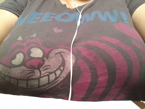closetmasturbator:  Monday boobie shots… my shirt says “MEEOWW!!” and it’s the cheser cat which seems like a very naughty cat ;)