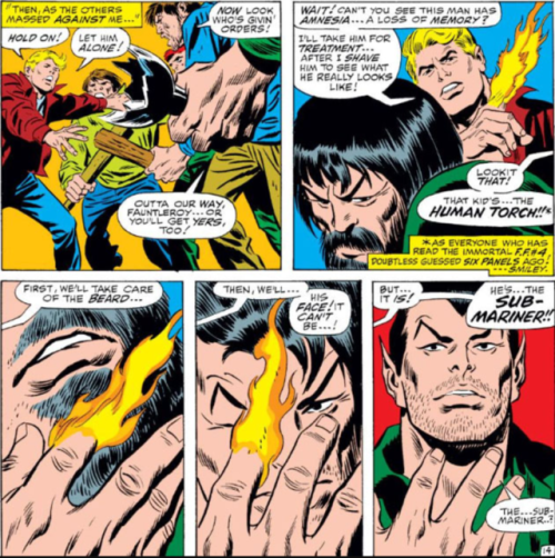 subsilvernight:Yet another comic of Johnny giving Namor a shave. I love this one! And I am forever b